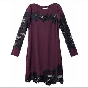 DVF Black & Purple Ernestina Lace Dress